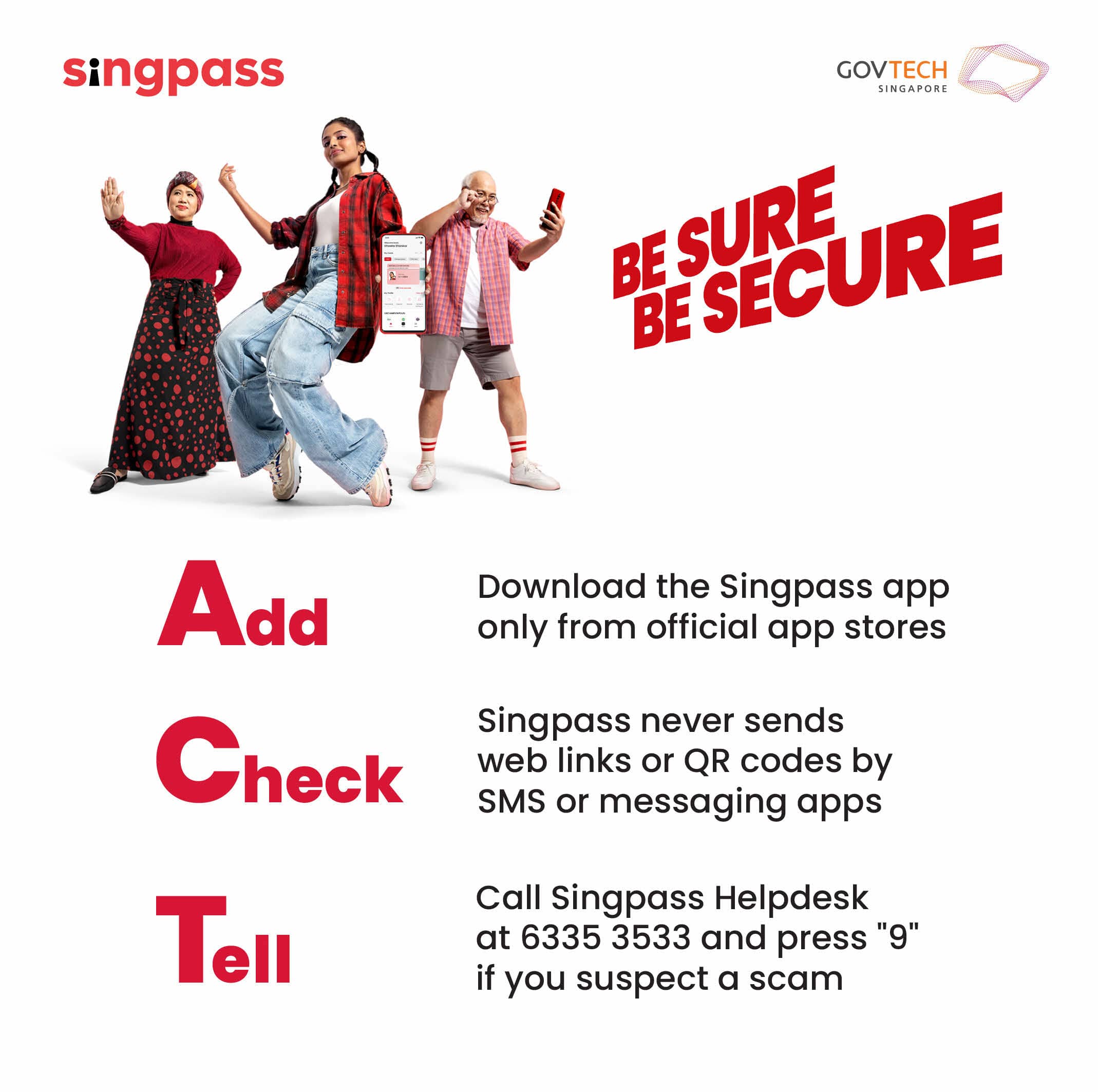 The ACT security tips to protect your Singpass account from scams.